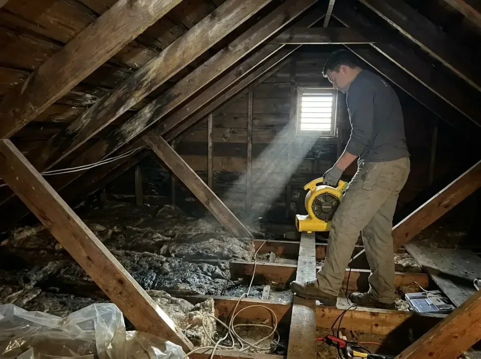 attic-water-damage-drying-proc-007 — frequently asked questions, Emergency Water Extraction & 24/7 Flood Response in Helmett…
